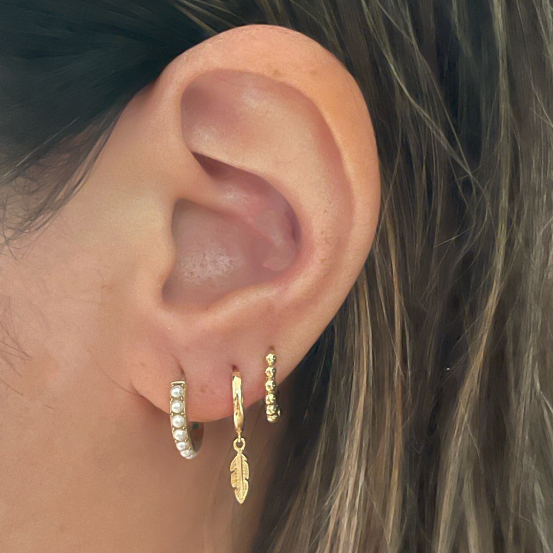 Light As A Feather Hoops | 18K gold plated | 925 | Slay jewellery | Stacked | modern | bold | limitless | hoops | ear stack | huggies | stackable | layered | everyday | demi fine | shell earrings | drop earrings | minimalist | gold | silver | small huggie | thick huggie | huggie hoop | chunky earrings | thick hoops | cz earring | nickel-free earrings | skin-friendly earrings | pearl earrings
