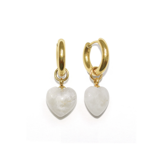 Full of Heart Hoops - Moonstone  18K gold plated | 925 | Slay jewellery | Stacked | modern | bold | limitless | hoops | ear stack | huggies | stackable | layered | everyday | demi fine | shell earrings | drop earrings | minimalist | gold | silver | small huggie | thick huggie | huggie hoop | chunky earrings | thick hoops | cz earring | nickel-free earrings | skin-friendly earrings