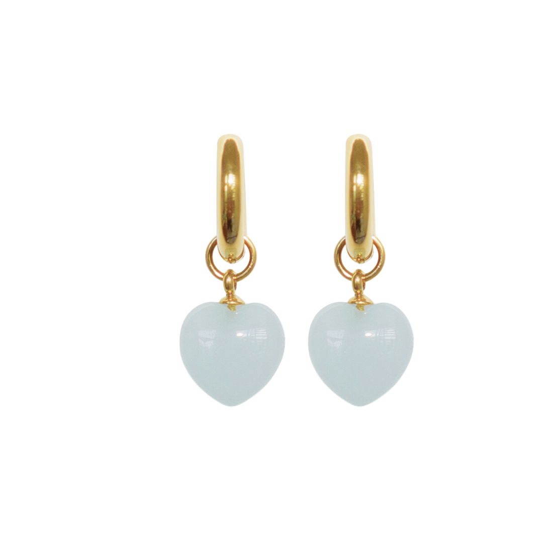 Full of Heart Hoops - Amazonite || 18K gold plated | 925 | Slay jewellery | Stacked | modern | bold | limitless | hoops | ear stack | huggies | stackable | layered | everyday | demi fine | shell earrings | drop earrings | minimalist | gold | silver | small huggie | thick huggie | huggie hoop | chunky earrings | thick hoops | cz earring | nickel-free earrings | skin-friendly earrings