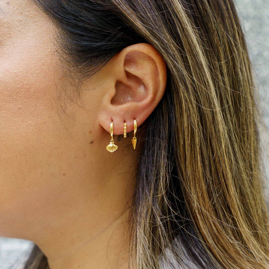 Mermaids Treasure Hoops| 18K gold plated | 925 | Slay jewellery | Stacked | modern | bold | limitless | hoops | ear stack | huggies | stackable | layered | everyday | demi fine | shell earrings | drop earrings | minimalist | gold | silver | small huggie | thick huggie | huggie hoop | chunky earrings | thick hoops | cz earring | nickel-free earrings | skin-friendly earrings | shell earrings | ocean