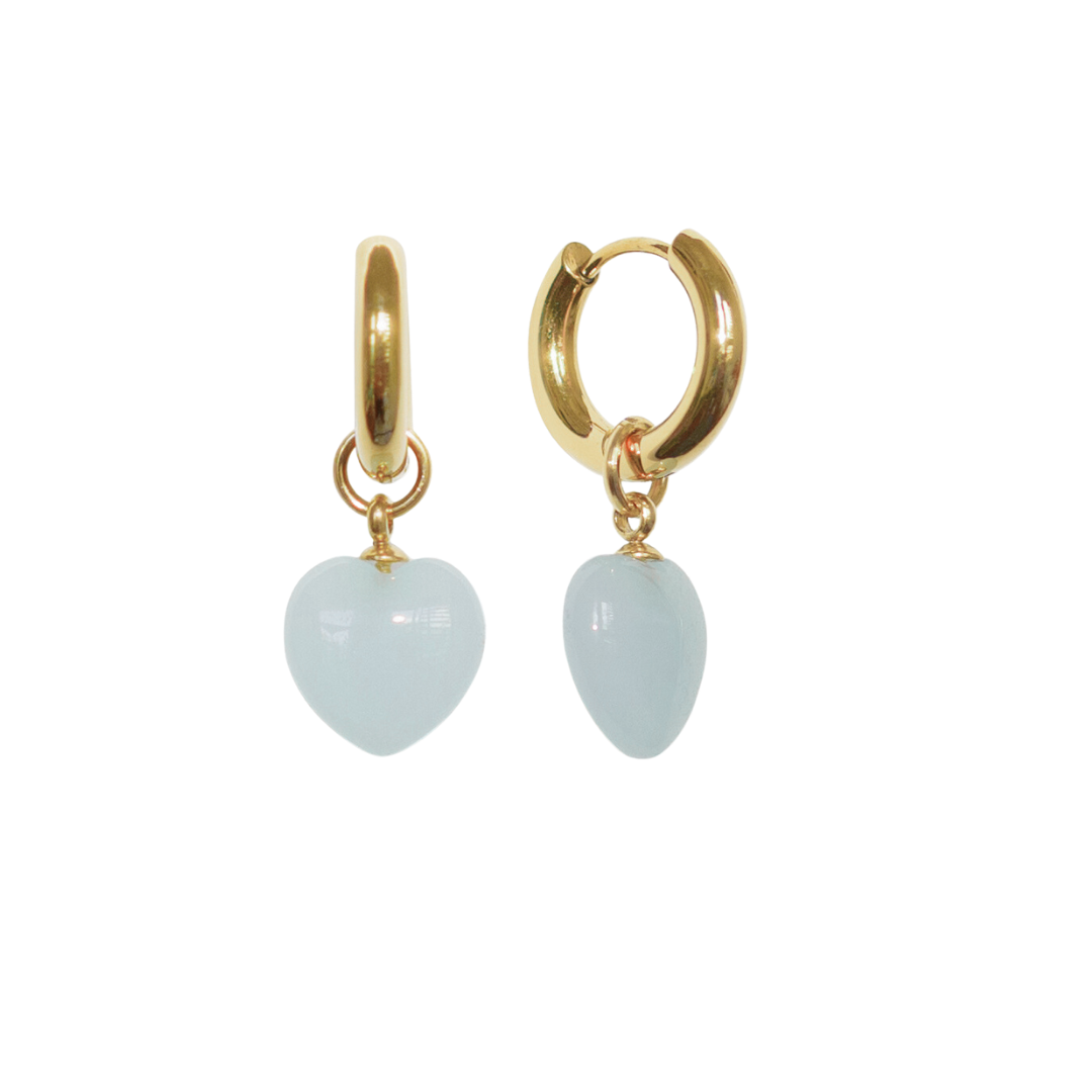 Full of Heart Hoops - Amazonite |  18K gold plated | 925 | Slay jewellery | Stacked | modern | bold | limitless | hoops | ear stack | huggies | stackable | layered | everyday | demi fine | shell earrings | drop earrings | minimalist | gold | silver | small huggie | thick huggie | huggie hoop | chunky earrings | thick hoops | cz earring | nickel-free earrings | skin-friendly earrings