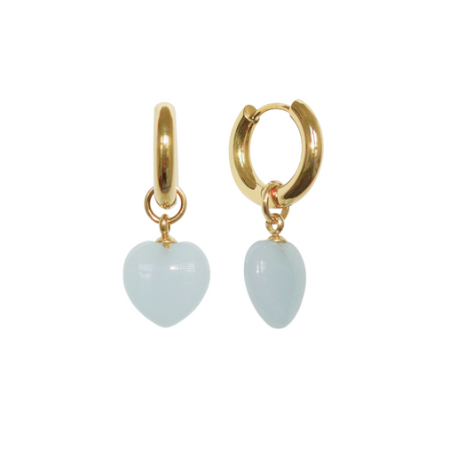 Full of Heart Hoops - Amazonite |  18K gold plated | 925 | Slay jewellery | Stacked | modern | bold | limitless | hoops | ear stack | huggies | stackable | layered | everyday | demi fine | shell earrings | drop earrings | minimalist | gold | silver | small huggie | thick huggie | huggie hoop | chunky earrings | thick hoops | cz earring | nickel-free earrings | skin-friendly earrings