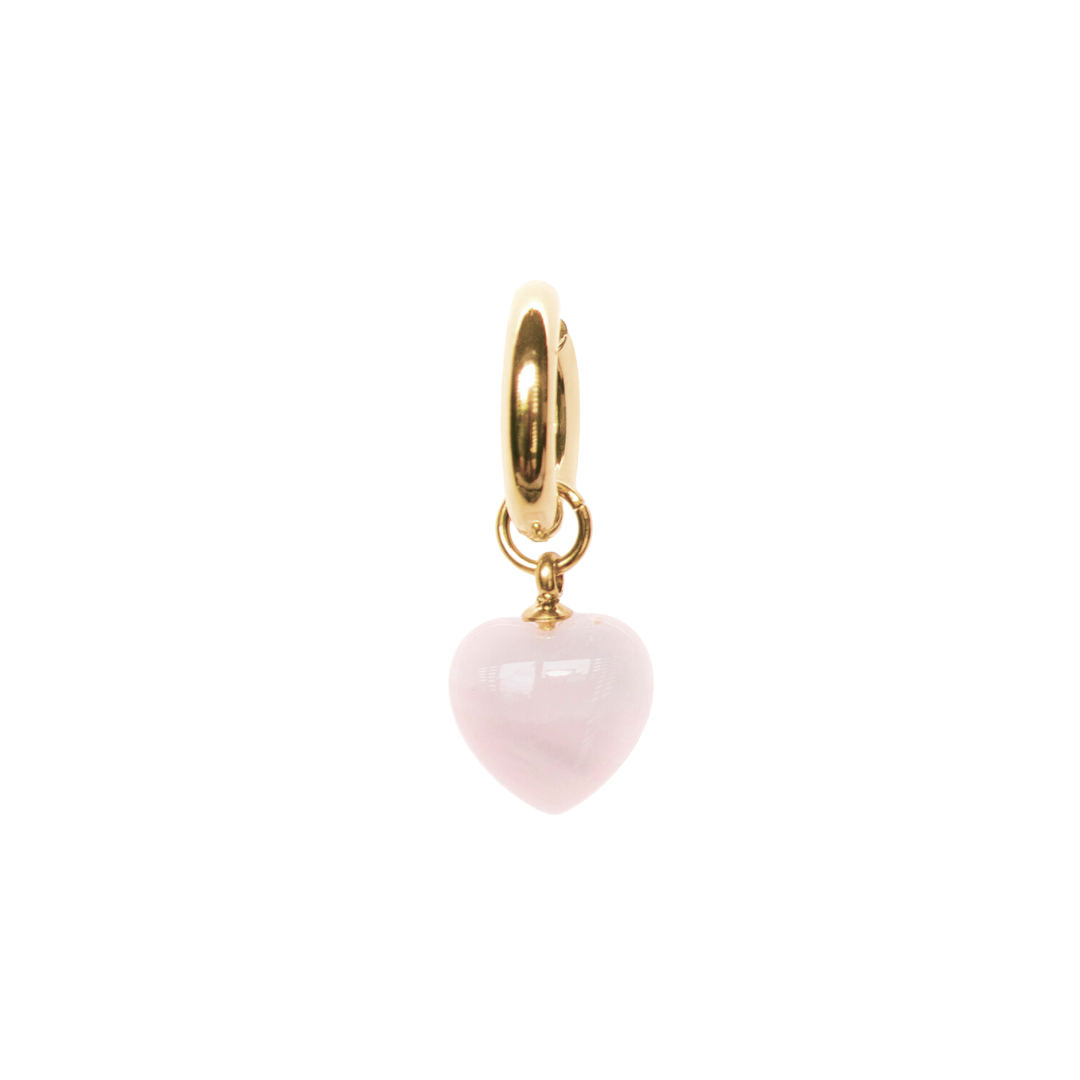 Full Of Heart Hoops - Rose Quartz | 18K gold plated | 925 | Slay jewellery | Stacked | modern | bold | limitless | hoops | ear stack | huggies | stackable | layered | everyday | demi fine | shell earrings | drop earrings | minimalist | gold | silver | small huggie | thick huggie | huggie hoop | chunky earrings | thick hoops | cz earring | nickel-free earrings | skin-friendly earrings