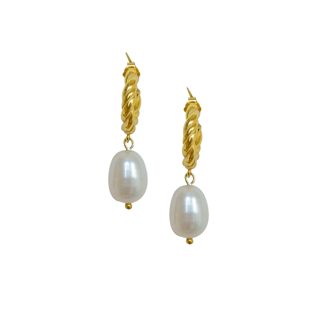 Twist & Pearl Hoops