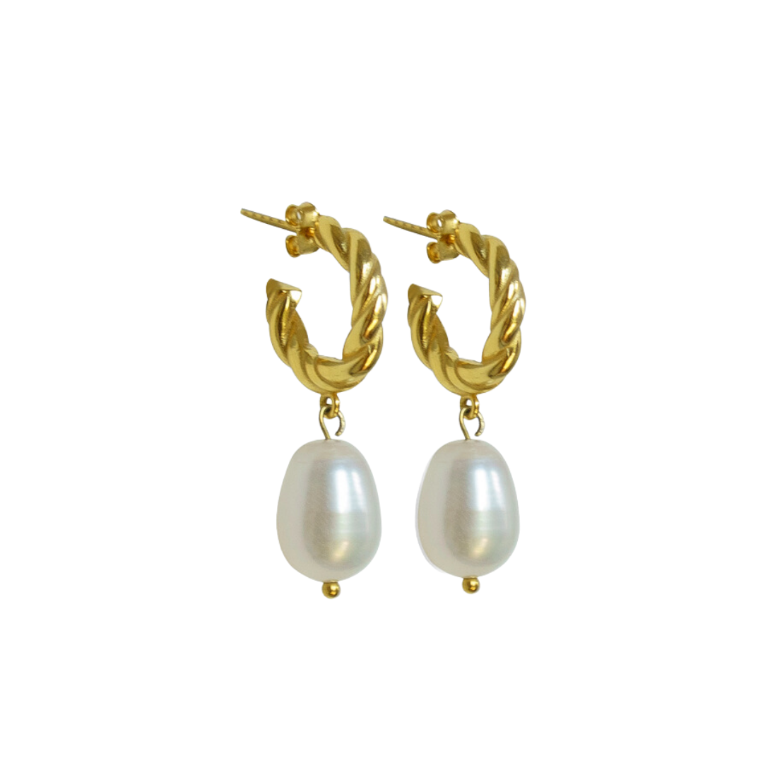 Twist & Pearl Hoops