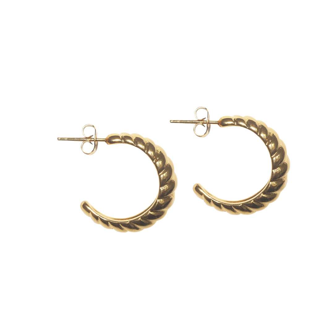 Grand Croissant Hoops | 18K gold plated | 925 | Slay jewellery | Stacked | modern | bold | limitless | hoops | ear stack | huggies | stackable | layered | everyday | demi fine | shell earrings | drop earrings | minimalist | gold | silver | small huggie | thick huggie | huggie hoop | chunky earrings | thick hoops | cz earring | nickel-free earrings | skin-friendly earrings