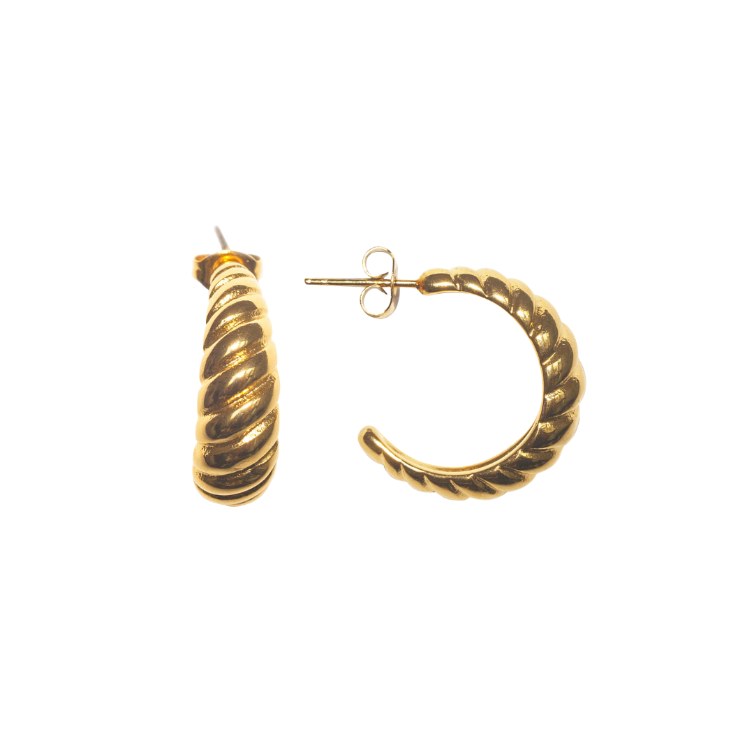 Grand Croissant Hoops | 18K gold plated | 925 | Slay jewellery | Stacked | modern | bold | limitless | hoops | ear stack | huggies | stackable | layered | everyday | demi fine | shell earrings | drop earrings | minimalist | gold | silver | small huggie | thick huggie | huggie hoop | chunky earrings | thick hoops | cz earring | nickel-free earrings | skin-friendly earrings