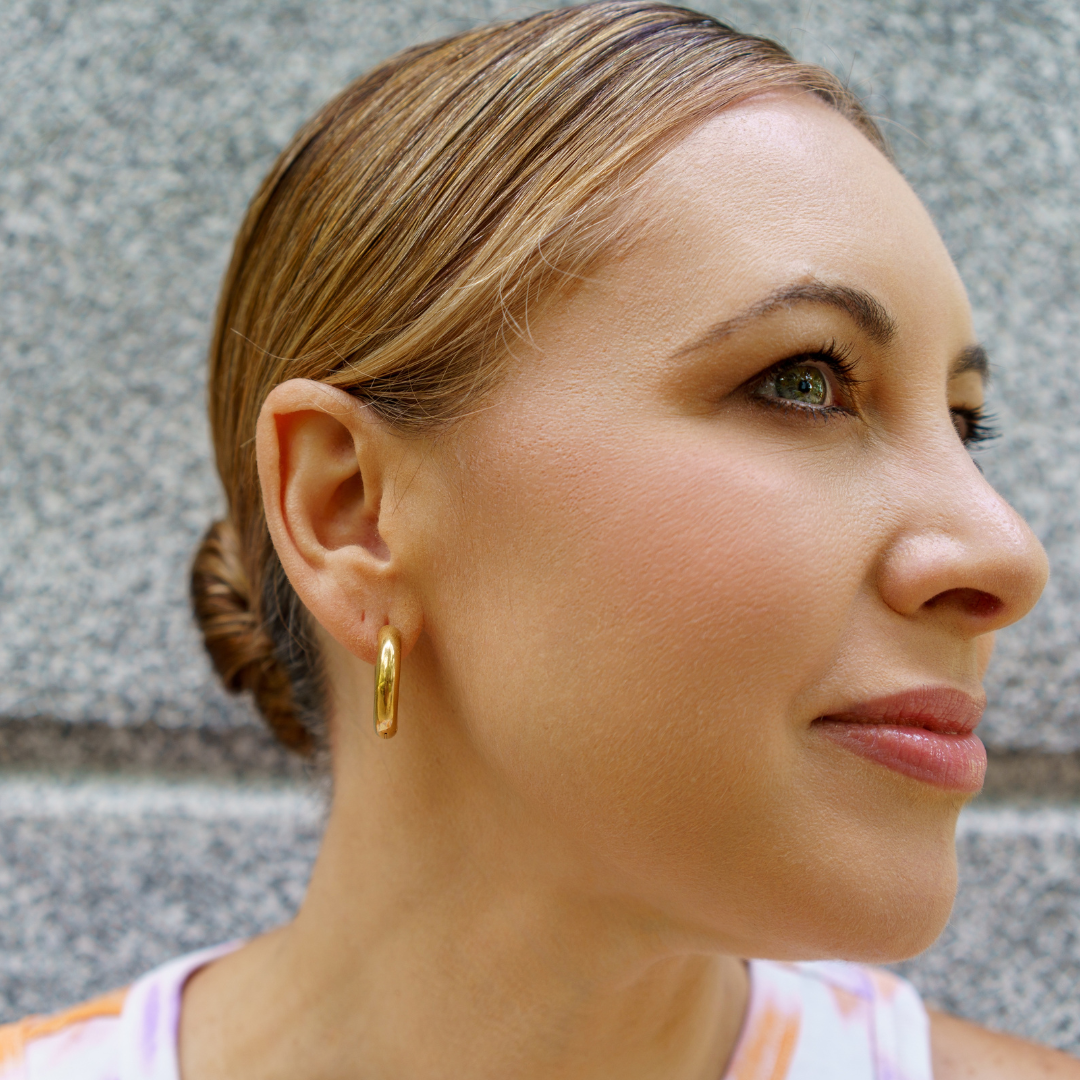 Double Take Hoops | 18K gold plated | 925 | Slay jewellery | Stacked | modern | bold | limitless | hoops | ear stack | huggies | stackable | layered | everyday | demi fine | shell earrings | drop earrings | minimalist | gold | silver | small huggie | thick huggie | huggie hoop | chunky earrings | thick hoops