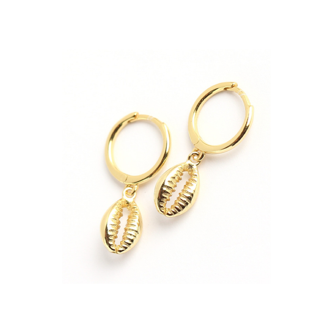 Ocean Whisper Hoops 18K gold plated | 925 | Slay jewellery | Stacked | modern | bold | limitless | hoops | ear stack | huggies | stackable | layered | everyday | demi fine | shell earrings | drop earrings | minimalist | gold | silver | small huggie | thick huggie | huggie hoop | chunky earrings | thick hoops | cz earring | nickel-free earrings | skin-friendly earrings | ocean