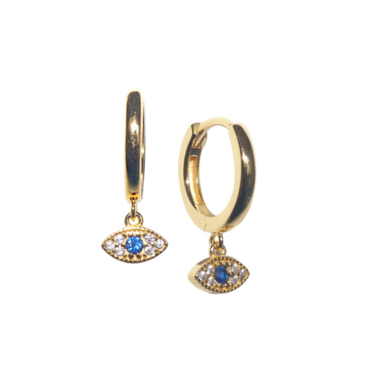 Evil Eye Hoops  | 18K gold plated | 925 | Slay jewellery | Stacked | modern | bold | limitless | hoops | ear stack | huggies | stackable | layered | everyday | demi fine | shell earrings | drop earrings | minimalist | gold | silver | small huggie | thick huggie | huggie hoop | chunky earrings | thick hoops | cz earring