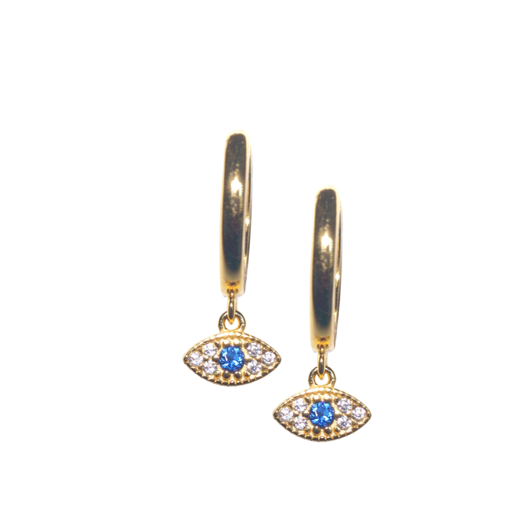 Evil Eye Hoops | 18K gold plated | 925 | Slay jewellery | Stacked | modern | bold | limitless | hoops | ear stack | huggies | stackable | layered | everyday | demi fine | shell earrings | drop earrings | minimalist | gold | silver | small huggie | thick huggie | huggie hoop | chunky earrings | thick hoops | cz earring