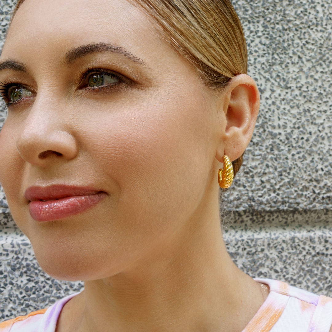 Grand Croissant Hoops| 18K gold plated | 925 | Slay jewellery | Stacked | modern | bold | limitless | hoops | ear stack | huggies | stackable | layered | everyday | demi fine | shell earrings | drop earrings | minimalist | gold | silver | small huggie | thick huggie | huggie hoop | chunky earrings | thick hoops | cz earring | nickel-free earrings | skin-friendly earrings