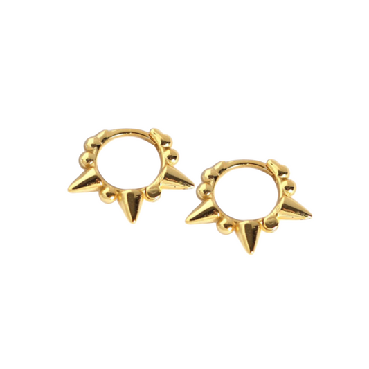 Mohawk Huggie Hoops  | 18K gold plated | 925 | Slay jewellery | Stacked | modern | bold | limitless | hoops | ear stack | huggies | stackable | layered | everyday | demi fine | shell earrings | drop earrings | minimalist | gold | silver | small huggie | thick huggie | huggie hoop | chunky earrings | thick hoops | cz earring | nickel-free earrings | skin-friendly earrings | edgy earrings | spike earrings