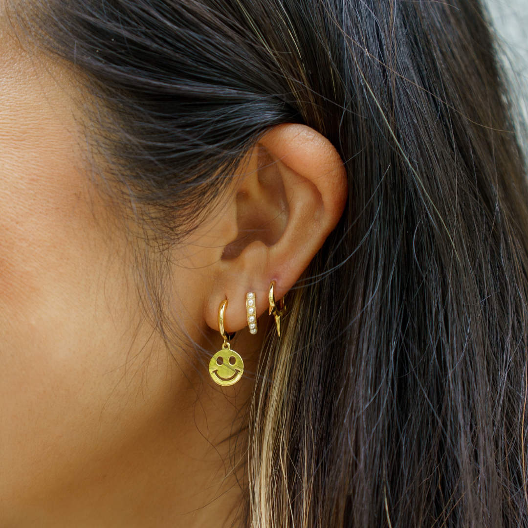 Triple Spike Huggie Hoops
