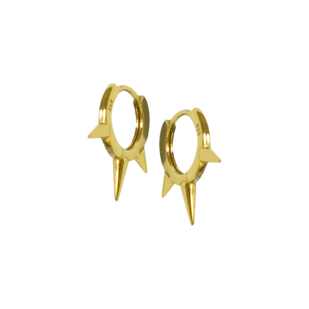 Triple Spike Huggie Hoops