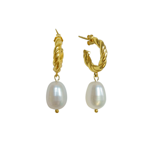 Twist & Pearl Hoops