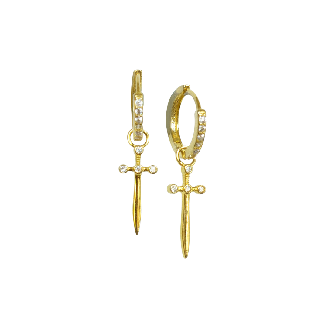 Cross Me Hoops  | 18K gold plated | 925 | Slay jewellery | Stacked | modern | bold | limitless | hoops | ear stack | huggies | stackable | layered | everyday | demi fine | shell earrings | drop earrings | minimalist | gold | silver | small huggie | thick huggie | huggie hoop | cross earrings | cz earrings