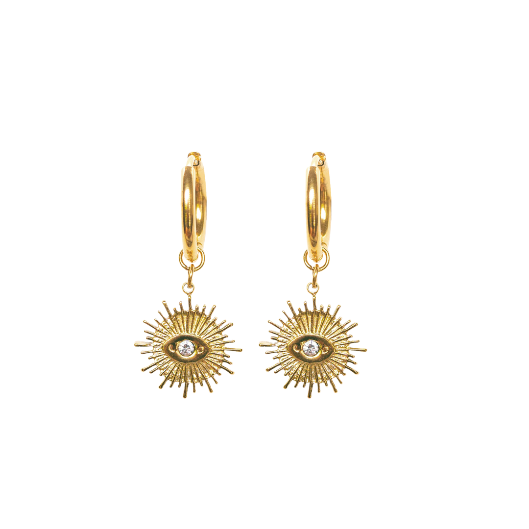 Eyes On You Hoops | 18K gold plated | 925 | Slay jewellery | Stacked | modern | bold | limitless | hoops | ear stack | huggies | stackable | layered | everyday | demi fine | shell earrings | drop earrings | minimalist | gold | silver | small huggie | thick huggie | huggie hoop | chunky earrings | thick hoops | cz earring