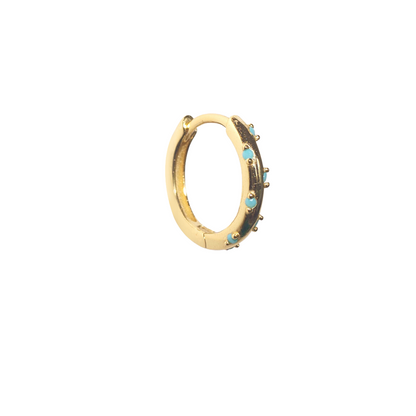 Hug Me Tight Huggie Hoops - Turquoise  18K gold plated | 925 | Slay jewellery | Stacked | modern | bold | limitless | hoops | ear stack | huggies | stackable | layered | everyday | demi fine | shell earrings | drop earrings | minimalist | gold | silver | small huggie | thick huggie | huggie hoop | chunky earrings | thick hoops | cz earring | nickel-free earrings | skin-friendly earrings