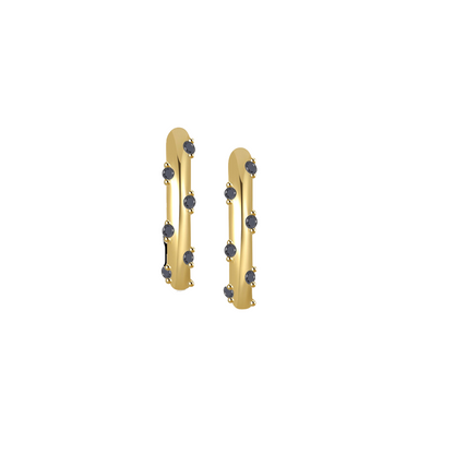 Hug Me Tight Huggie Hoops - Black 18K gold plated | 925 | Slay jewellery | Stacked | modern | bold | limitless | hoops | ear stack | huggies | stackable | layered | everyday | demi fine | shell earrings | drop earrings | minimalist | gold | silver | small huggie | thick huggie | huggie hoop | chunky earrings | thick hoops | cz earring | nickel-free earrings | skin-friendly earrings