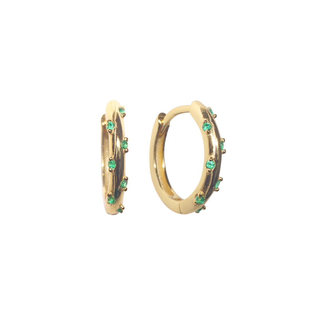Hug Me Tight Huggie Hoops - Turquoise 18K gold plated | 925 | Slay jewellery | Stacked | modern | bold | limitless | hoops | ear stack | huggies | stackable | layered | everyday | demi fine | shell earrings | drop earrings | minimalist | gold | silver | small huggie | thick huggie | huggie hoop | chunky earrings | thick hoops | cz earring | nickel-free earrings | skin-friendly earrings